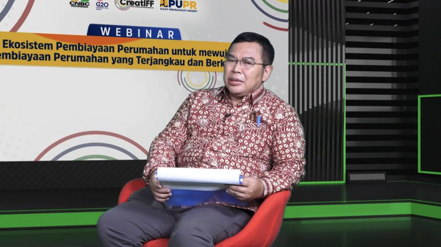Ananta Wiyogo Direktur Utama PT. SMF, Dalam Webinar Ekosistem Pembiayaan Perumahan untuk mewujudkan Pembiayaan Perumahan yang Terjangkau dan Berkelanjutan. (Tangkapan Layar Youtube pupr_pembiayaan)
