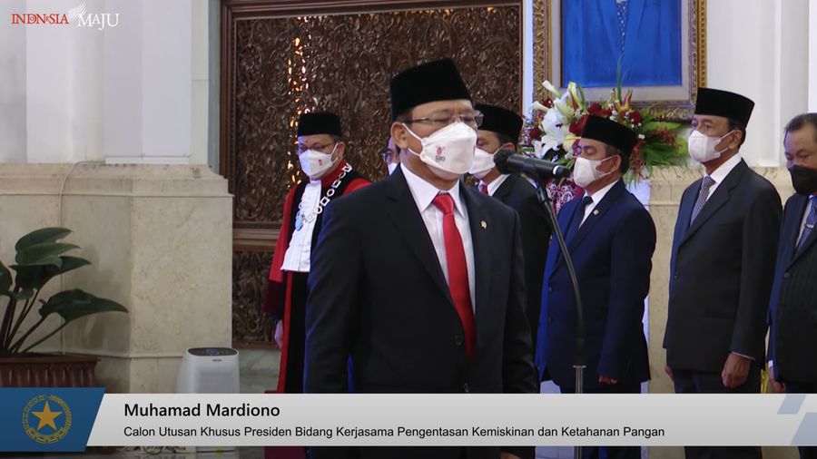 Pengucapan Sumpah Hakim Konstitusi dan Pelantikan Utusan Khusus Presiden, 23 November 2022. (Tangkapan layar)