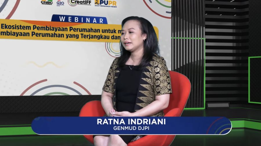 Ratna Indriani Genmud DJPI Dalam Webinar Ekosistem Pembiayaan Perumahan untuk mewujudkan Pembiayaan Perumahan yang Terjangkau dan Berkelanjutan. (Tangkapan Layar Youtube pupr_pembiayaan)
