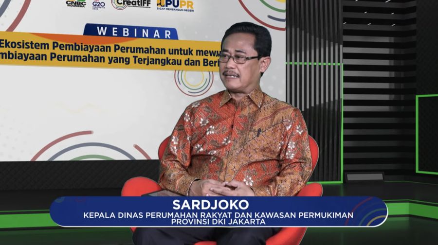 Sardjoko Kepala Dinas Perumahan Rakyat Dan Kawasan Permukiman Provinsi DKI Jakarta, Dalam Webinar Ekosistem Pembiayaan Perumahan untuk mewujudkan Pembiayaan Perumahan yang Terjangkau dan Berkelanjutan. (Tangkapan Layar Youtube pupr_pembiayaan)
