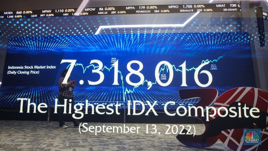 Karyawan beraktivitas di Bursa Efek Indonesia (BEI), Jakarta, Rabu (23/11/2022). PT Bursa Efek Indonesia (BEI) menyebut jumlah investor pasar modal telah meningkat 33,53% dari 7,48 juta di akhir tahun 2021 menjadi 10 juta pada 3 November 2022. Secara komposisi umur sebesar 60% didominasi oleh investor di bawah 30 tahun. Tidak berhenti di situ, investor juga didominasi oleh lulusan SMA ke bawah. (²©²ÊÍøÕ¾/Andrean Kristianto)