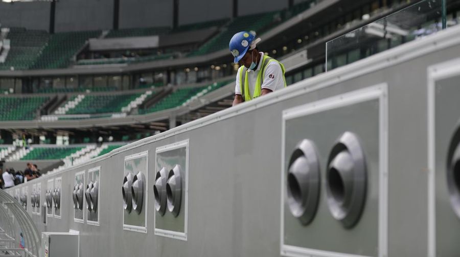 Stadion Pendidikan Qatar it isan stadion berpendingin terbuka dengan kapasitas 45.350 kursi dan terletak di tengah beberapa kampus universitas di Kota Pendidikan Qatar Foundation di Doha. (Foto AP/Hassan Ammar)