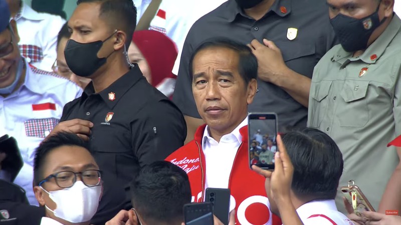 Presiden RI Jokowi di acara Gerakan Nusantara Bersatu di Stadion Utama Gelora Bung Karno, Jakarta . (Tangkapan layar Youtube 2045 TV)