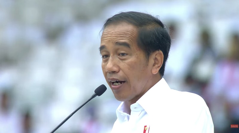 Presiden RI Jokowi di acara Gerakan Nusantara Bersatu di Stadion Utama Gelora Bung Karno, Jakarta . (Tangkapan layar Youtube 2045 TV)