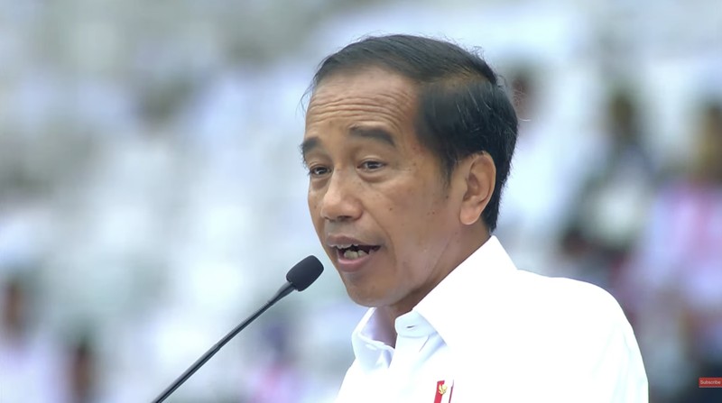 Presiden RI Jokowi di acara Gerakan Nusantara Bersatu di Stadion Utama Gelora Bung Karno, Jakarta . (Tangkapan layar Youtube 2045 TV)