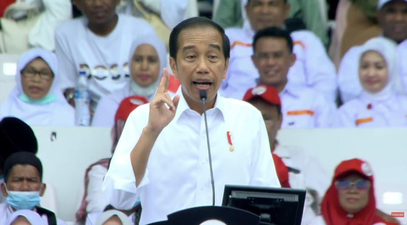 Presiden RI Jokowi di acara Gerakan Nusantara Bersatu di Stadion Utama Gelora Bung Karno, Jakarta . (Tangkapan layar Youtube 2045 TV) Presiden RI Jokowi di acara Gerakan Nusantara Bersatu di Stadion Utama Gelora Bung Karno, Jakarta . (Tangkapan layar Youtube 2045 TV)