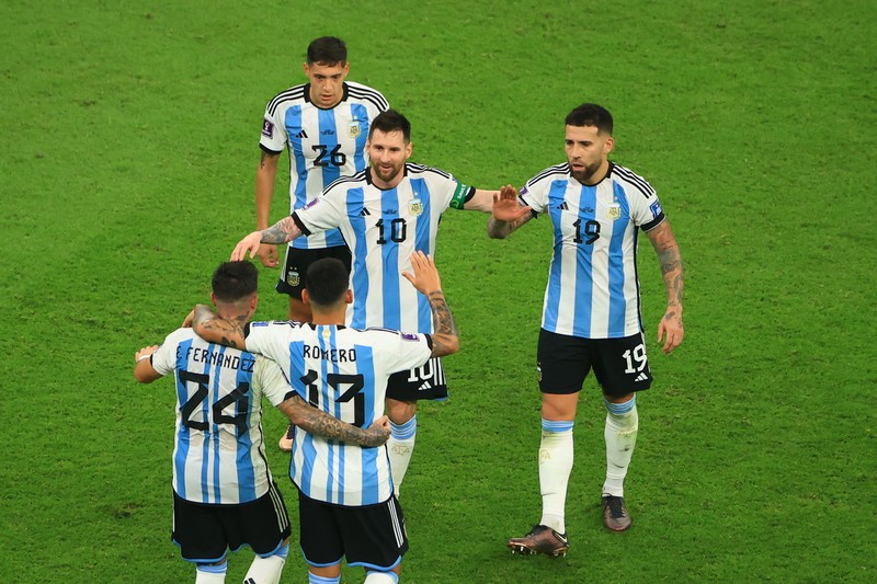 Argentina's forward #10 Lionel Messi reacts at the final whistle of the Qatar 2022 World Cup Group C football match between Argentina and Mexico at the Lusail Stadium in Lusail, north of Doha on November 26, 2022. (Photo by Kirill KUDRYAVTSEV / AFP) (Photo by KIRILL KUDRYAVTSEV/AFP via Getty Images)