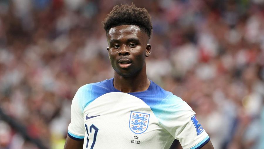 Bukayo Saka dari Inggris pada pertandingan Grup B Piala Dunia FIFA Qatar 2022 antara Inggris dan AS di Stadion Al Bayt pada 25 November 2022 di Al Khor, Qatar. (Gambar Jean Catuffe/Getty)