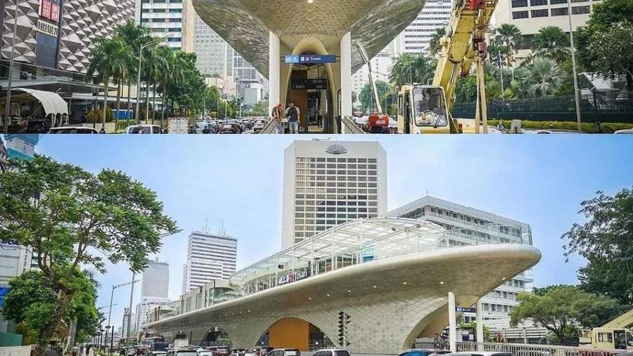 Halte Transjakarta menyerupai kapal pesiar di jl Thamrin, Jakarta.