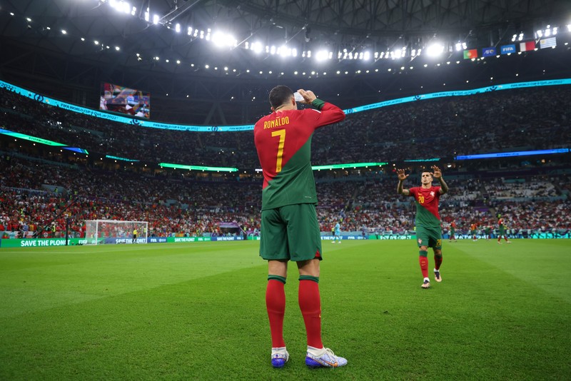 Cristiano Ronaldo dari Portugal selama Piala Dunia FIFA 2022 Grup H pertandingan antara Portugal dan Uruguay di Stadion Lusail pada 28 November 2022 di Lusail City, Qatar. Cristiano Ronaldo dari Portugal selama Piala Dunia FIFA 2022 Grup H pertandingan antara Portugal dan Uruguay di Stadion Lusail pada 28 November 2022 di Lusail City, Qatar. (Marc Atkins/Getty Images)