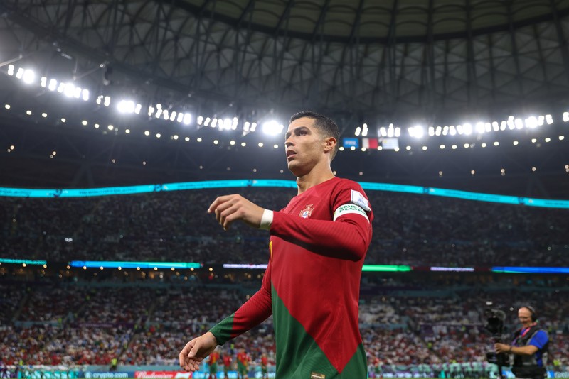 Cristiano Ronaldo dari Portugal selama Piala Dunia FIFA 2022 Grup H pertandingan antara Portugal dan Uruguay di Stadion Lusail pada 28 November 2022 di Lusail City, Qatar. Cristiano Ronaldo dari Portugal selama Piala Dunia FIFA 2022 Grup H pertandingan antara Portugal dan Uruguay di Stadion Lusail pada 28 November 2022 di Lusail City, Qatar. (Marc Atkins/Getty Images)