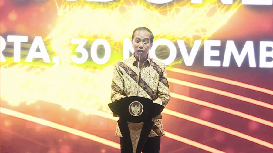Presiden Joko Widodo Saat Pertemuan Tahunan Bank Indonesia 2022. (Tangkapan Layar via Youtube Bank Indonesia)