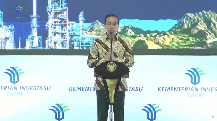 Presiden Joko Widodo Saat Rapat Koordinasi Nasional Investasi 2022 Hilirisasi dan Kemitraan untuk Investasi Berkeadilan. Presiden Joko Widodo Saat Rapat Koordinasi Nasional Investasi 2022 Hilirisasi dan Kemitraan untuk Investasi Berkeadilan. (Tangkapan Layar via Youtube Kementerian Investasi - BKPM)