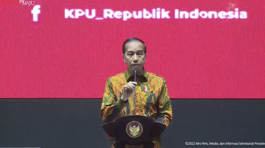 Presiden Joko Widodo Hadiri Rapat Konsolidasi Nasional Kesiapan Pelaksanaan Pemilu Serentak 2024,2/12/2022 (Tangkapan Layar via Youtube Sekretariat Presiden)
