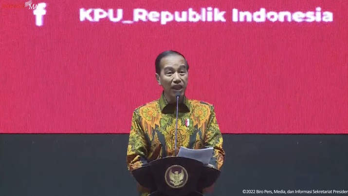 Presiden Joko Widodo Hadiri Rapat Konsolidasi Nasional Kesiapan Pelaksanaan Pemilu Serentak 2024,2/12/2022 (Tangkapan Layar via Youtube Sekretariat Presiden)