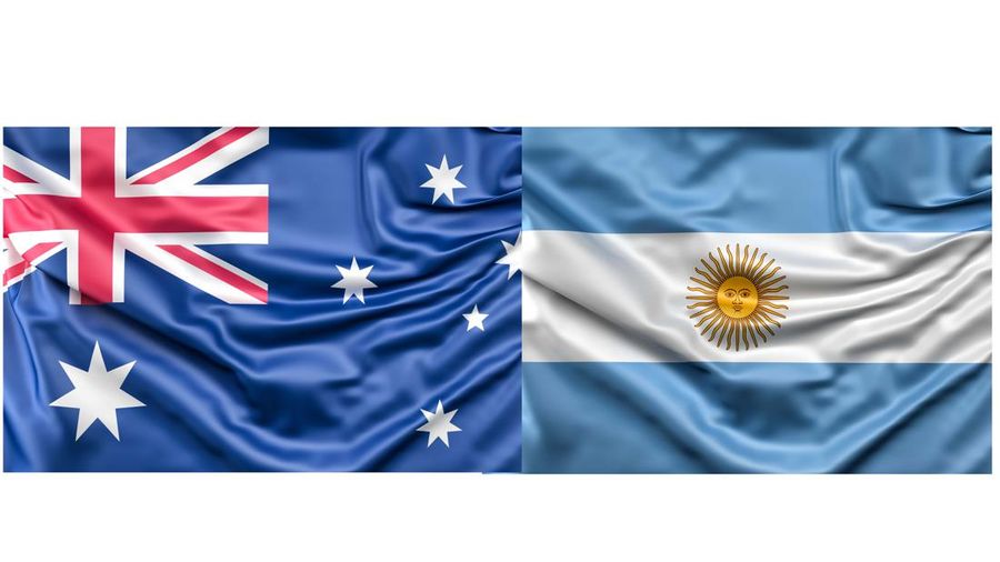 Ilustrasi bendera Australia dan Argentina