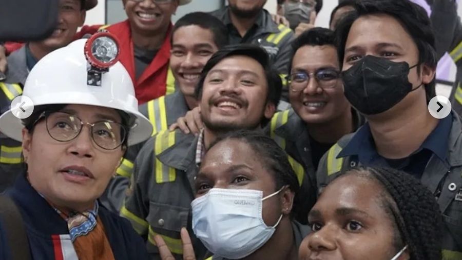 Kunjungan Menteri Keuangan Sri Mulyani ke Tambang Grasberg, Freeport. (Instagram @smindrawati)