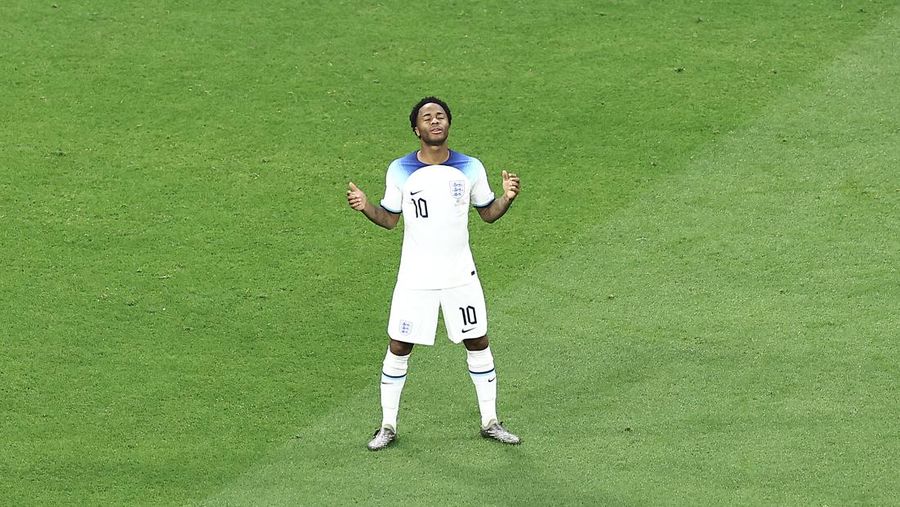 AL KHOR, QATAR - NOVEMBER 25: Raheem Sterling of England prepares during the FIFA World Cup Qatar 2022 Group B match between England and USA at Al Bayt Stadium on November 25, 2022 in Al Khor, Qatar. (Photo by Tim Nwachukwu/Getty Images)