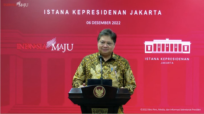Airlangga Hartarto Menko Perekonomian Keterangan Pers Menteri terkait Sidang Kabinet Paripurna, Kantor Presiden, 6 Desember 2022. Airlangga Hartarto Menko Perekonomian Keterangan Pers Menteri terkait Sidang Kabinet Paripurna, Kantor Presiden, 6 Desember 2022. (Tangkapan Layar Youtube Sekretariat Presiden)