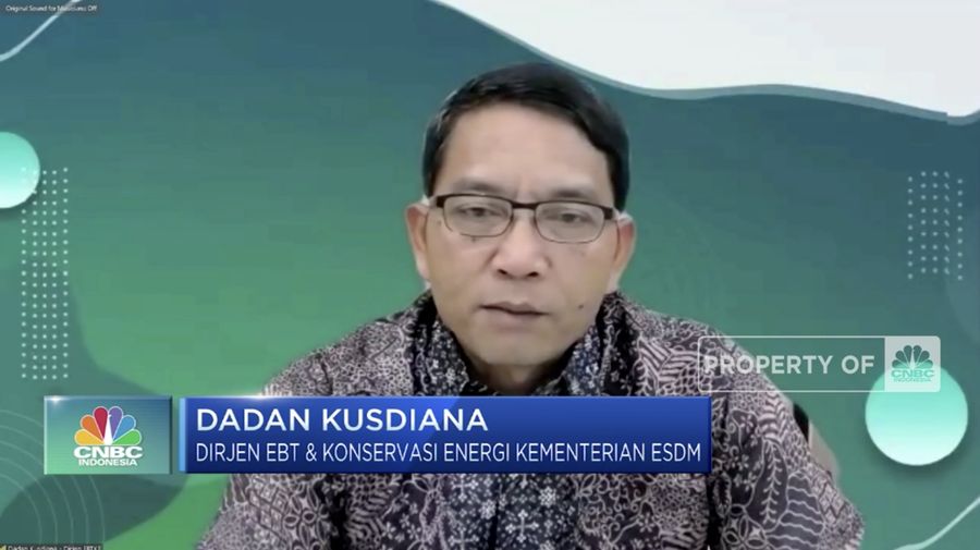 Dadan Kusdiana Dirjen EBT & Konservasi Energi Kementrian ESDM dalam Pembiayaan Inovatif Dalam Pengelolaan Air Berkelanjutan RI. (Tangkapan Layar CNBC Indonesia TV)