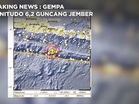 Gempa Magnitudo 6,2 Mengguncang Jember