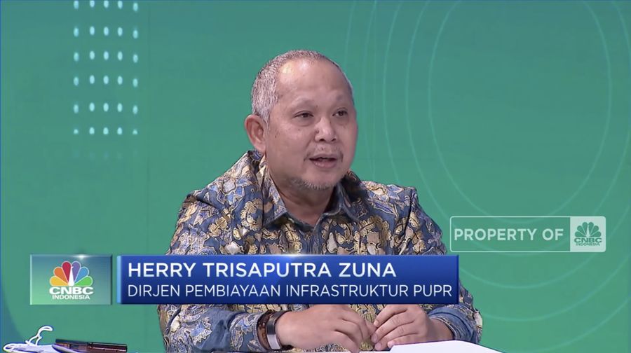 Herry Trisaputra Zuna Dirjen Pembiayaan Infrastruktur PUPR dalam Pembiayaan Inovatif Dalam Pengelolaan Air Berkelanjutan RI. (Tangkapan Layar CNBC Indonesia TV)