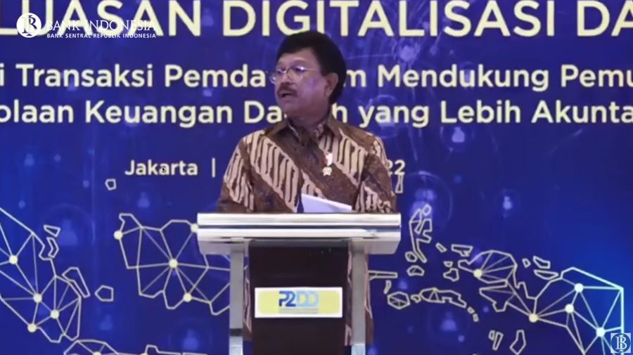 Menkominfo Johnny g plate di acara Rapat Koordinasi Nasional Percepatan dan Perluasan Digitalisasi Daerah. (Tangkapan Layar Youtube)
