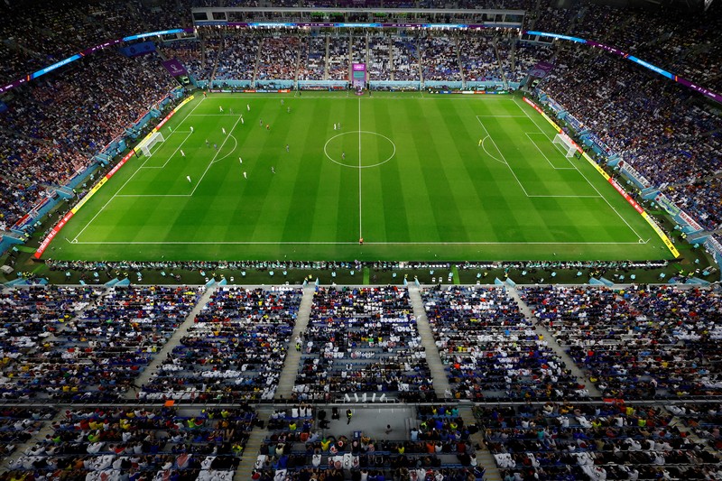 SOCCER-WORLDCUP-JPN-CRO/REPORT Soccer Football - FIFA World Cup Qatar 2022 - Round of 16 - Japan v Croatia - Al Janoub Stadium, Al Wakrah, Qatar - December 5, 2022 General view inside the stadium during the match REUTERS/Peter Cziborra TPX IMAGES OF THE DAY