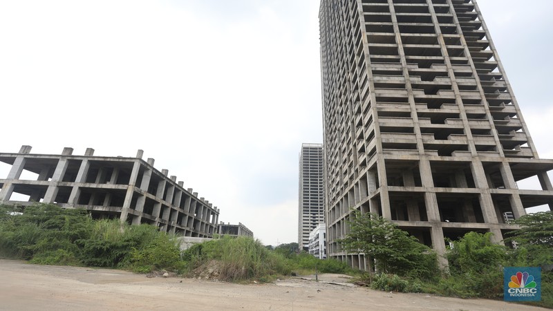 Foto udara suasan pembangunan proyek apartemen Meikarta Distrik 2 di di Cibatu, Cikarang, Kabupaten Bekasi, Rabu (7/12/2022). Foto udara suasan pembangunan proyek apartemen Meikarta Distrik 2 di di Cibatu, Cikarang, Kabupaten Bekasi, Rabu (7/12/2022). (CNBC Indonesia/Andrean Kristianto)