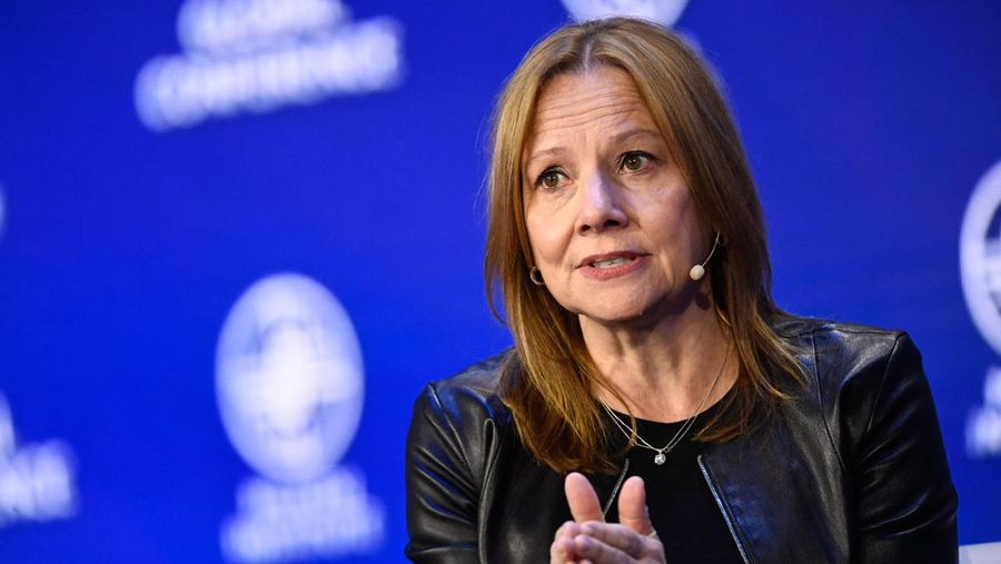 Mary Barra, Chair and CEO of the General Motors Company (GM), speaks during the Milken Institute Global Conference in Beverly Hills, California, on May 2, 2022. (Photo by Patrick T. FALLON / AFP) (Photo by PATRICK T. FALLON/AFP via Getty Images)