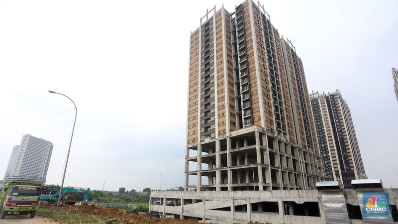 Foto udara suasan pembangunan proyek apartemen Meikarta Distrik 2 di di Cibatu, Cikarang, Kabupaten Bekasi, Rabu (7/12/2022). Foto udara suasan pembangunan proyek apartemen Meikarta Distrik 2 di di Cibatu, Cikarang, Kabupaten Bekasi, Rabu (7/12/2022). (CNBC Indonesia/Andrean Kristianto)