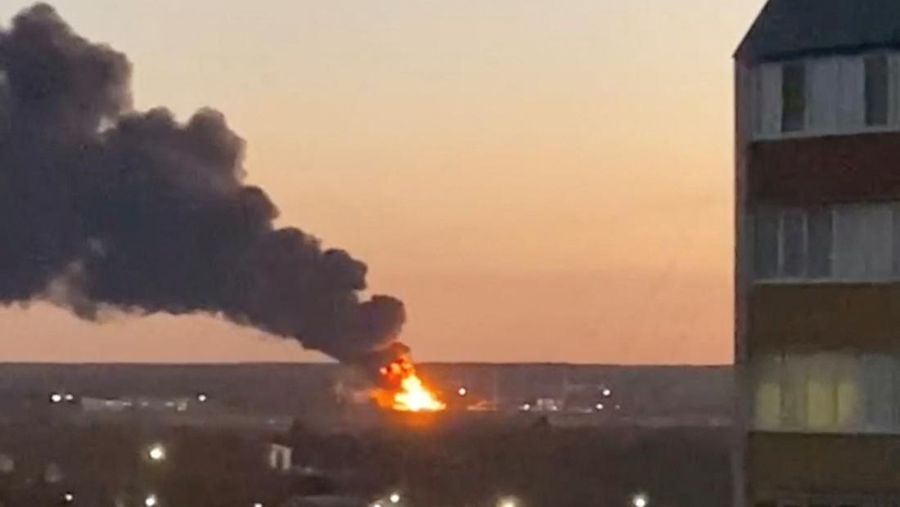 Russian media footage shows the aftermath of an alleged drone attack on an airfield in the Russian region of Kursk, December 6, 2022, a day after drone strikes were reported in two other locations in Russia. Ostorozhno Novosti via REUTERS  THIS IMAGE HAS BEEN SUPPLIED BY A THIRD PARTY. MANDATORY CREDIT