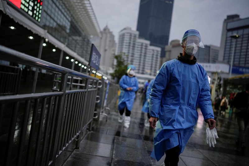 Closed mobile nucleic acid testing booths are pictured outside the Shanghai Railway Station as coronavirus disease (COVID-19) outbreaks continue in Shanghai, China, December 8, 2022. REUTERS/Aly Song