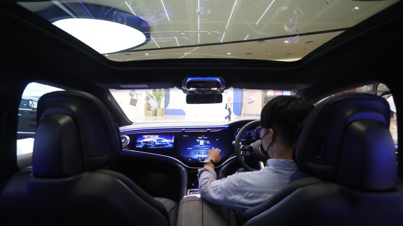 Mercedes-Benz EQS 450+ AMG Line (CNBC Indonesia/Andrean Kristianto)