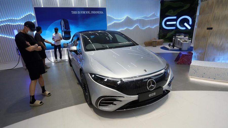Mercedes-Benz EQS 450+ AMG Line (CNBC Indonesia/Andrean Kristianto)