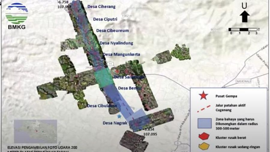 Pasca gempa Cianjur Magnitudo 5,6 mengungkap fakta baru soal sesar atau patahan baru yang ditemukan bernama Patahan Cugenang. (Dok. BMKG)