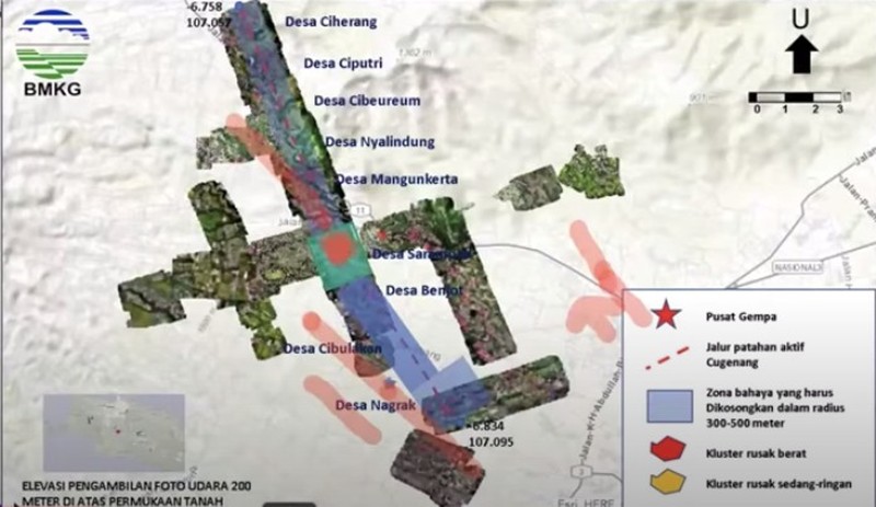 Pasca gempa Cianjur Magnitudo 5,6 mengungkap fakta baru soal sesar atau patahan baru yang ditemukan bernama Patahan Cugenang. (Dok. BMKG)
