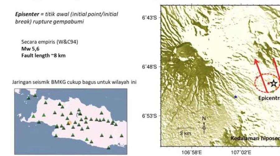 Pasca gempa Cianjur Magnitudo 5,6 mengungkap fakta baru soal sesar atau patahan baru yang ditemukan bernama Patahan Cugenang. (Dok. BMKG)