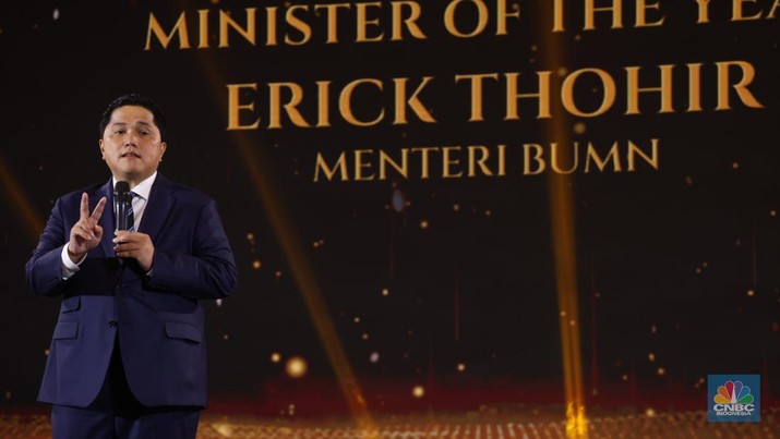 Erick Thohir, Menteri BUMN dalam acara penghargaan bergengsi CNBC Indonesia Award dengan tema Erick Thohir, Menteri BUMN dalam acara penghargaan bergengsi CNBC Indonesia Award dengan tema
