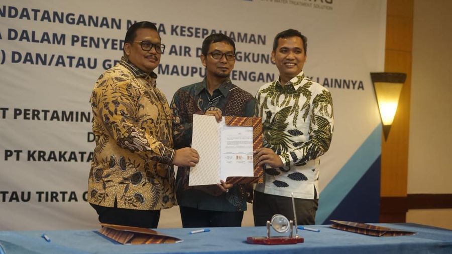 PT Pertamina Energy Terminal, anak usaha dari PT Pertamina International Shipping, menandatangani nota kesepahaman atau MoU kerja sama dengan PT Krakatau Tirta Industri (KTI) dan PT Krakatau Tirta Operasi dan Pemeliharaan (KTOP) yang merupakan anak dan cucu usaha dari PT Krakatau Steel.  Doc PT Pertamina International Shipping (PIS).