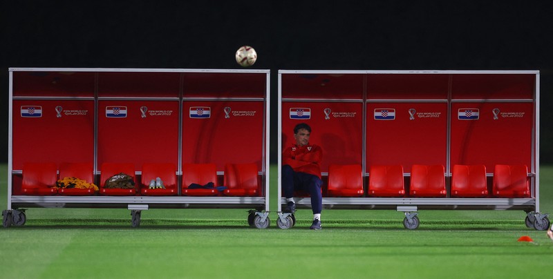 Soccer Football - FIFA World Cup Qatar 2022 - Croatia Training - Al Erssal Training Site 3, Doha, Qatar - December 12, 2022  The new World Cup football's are seen during training REUTERS/Lee Smith