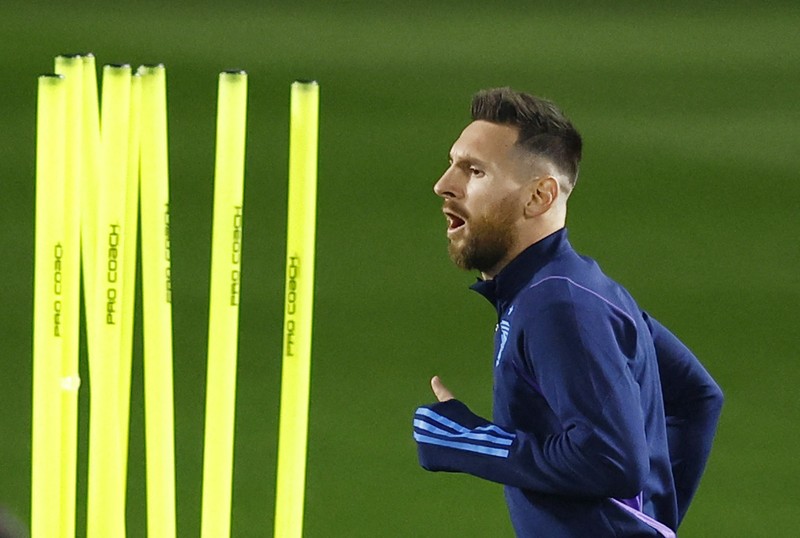 Soccer Football - FIFA World Cup Qatar 2022 - Croatia Training - Al Erssal Training Site 3, Doha, Qatar - December 12, 2022  The new World Cup football's are seen during training REUTERS/Lee Smith