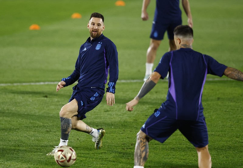 Soccer Football - FIFA World Cup Qatar 2022 - Croatia Training - Al Erssal Training Site 3, Doha, Qatar - December 12, 2022  The new World Cup football's are seen during training REUTERS/Lee Smith