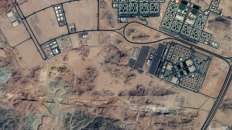 Foto satelit proyek ambisius MBS di Arab Saudi, The Line, di kota Neom.
