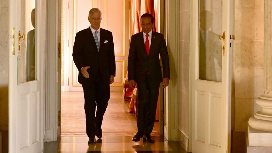 Presiden Jokowi melakukan pertemuan dengan Raja Belgia Philippe Leopold Louis Marie di Istana Laeken, Brussels, Rabu (14/12/2022). (Foto: BPMI Setpres/Muchlis Jr)