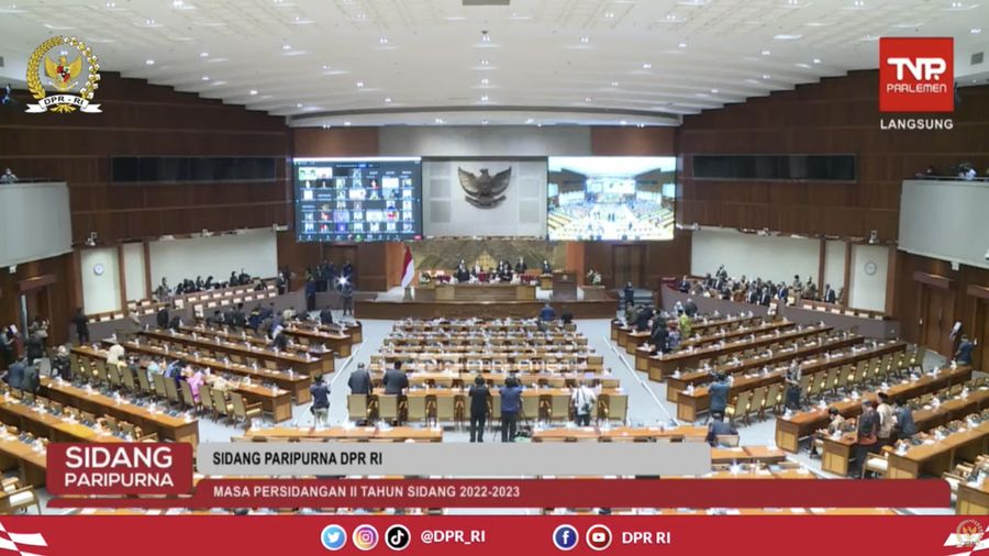 Rapat Paripurna DPR RI KE-13 Masa Persidangan II Tahun  2022 - 2023. (Tangkapan Layar Youtube DPR RI)