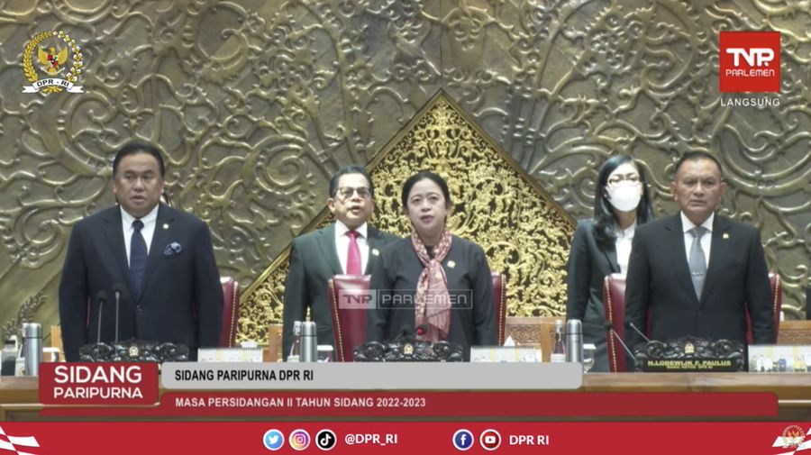 Rapat Paripurna DPR RI KE-13 Masa Persidangan II Tahun 2022 - 2023. (Tangkapan Layar Youtube DPR RI)