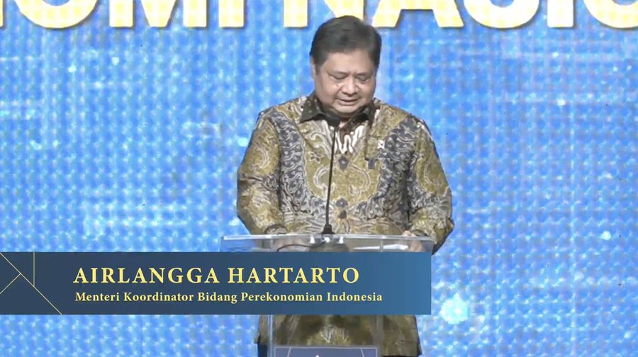 Menteri Koordinator (Menko) Bidang Perekonomian Airlangga Hartarto Saat Peluncuran Buku Penanganan Covid-19 dan Program Pemulihan Ekonomi Nasional 2022 (Tangkapan layar via Youtube PerekonomianRI)