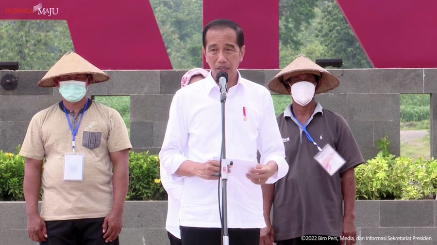 Presiden Joko Widodo Resmikan Bendungan Semantok, Nganjuk, Selasa (20/12/2022). (Tangkapan Layar via Youtube Sekretariat Presiden)