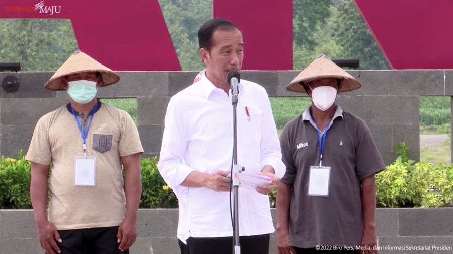 Presiden Joko Widodo Resmikan Bendungan Semantok, Nganjuk, Selasa (20/12/2022). (Tangkapan Layar via Youtube Sekretariat Presiden)